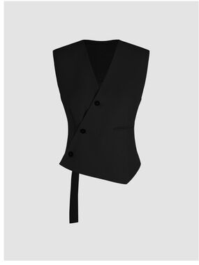 Asymmetric Black Tailored Vest by Cider